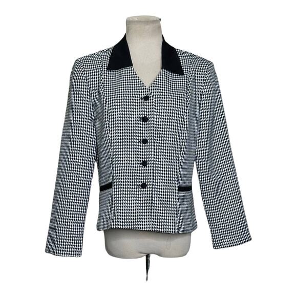 Miss Dorby black white houndstooth button blazer size 10P - Picture 1 of 10